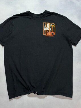 Harley Davidson Men's Black and Orange T-shirt